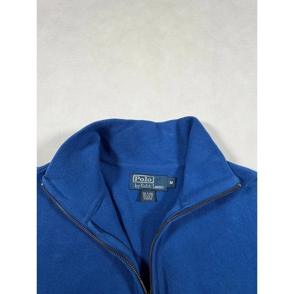 Polo Ralph Lauren Mens‎ Quarter Zip Pullover Royal Blue Knit Sweater Size M